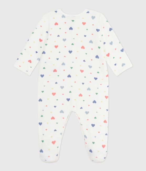 Pyjama bébé en velours imprimé cœurs blanc MARSHMALLOW/blanc MULTICO