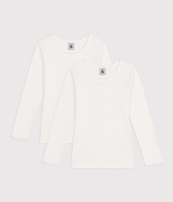 Set van 2 witte T-shirts met lange mouwen voor meisjes variante 1