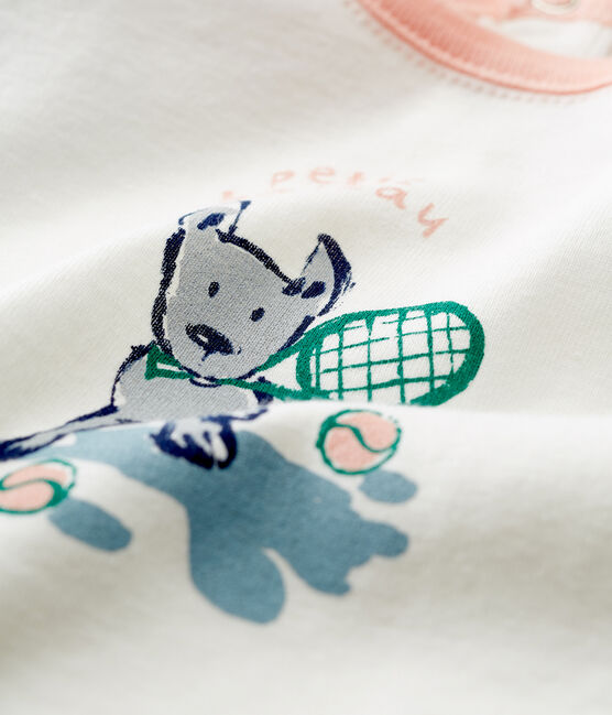 Tee-shirt manches courtes à motif bébé garçon blanc MARSHMALLOW/vert PINEDE CN