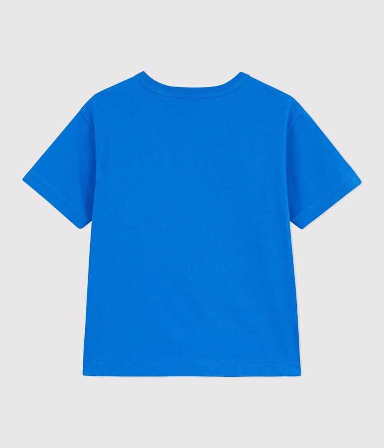 Katoenen T-shirt met korte mouwen voor kinderen blauw