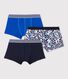 Set van 3 blauwe katoenen boxershorts voor jongens