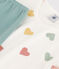 Fluwelen meisjesnachthemd met hart wit MARSHMALLOW/wit MULTICO
