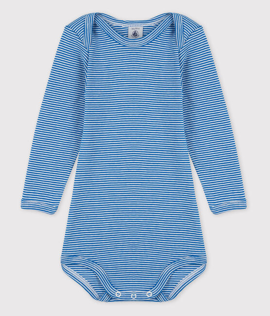 Body met lange mouwen voor babymeisjes blauw RUISSEAU/wit MARSHMALLOW