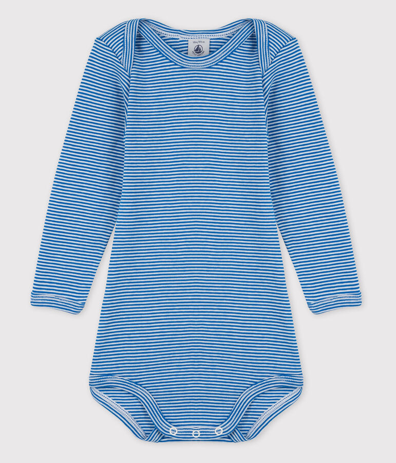 Body met lange mouwen voor babymeisjes blauw/wit