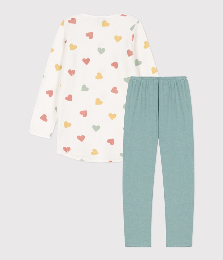 Fluwelen meisjesnachthemd met hart wit/multicouleur