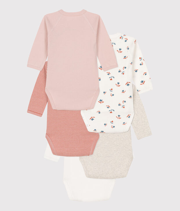 Set van 5 katoenen body's met lange mouwen voor baby's multicouleur