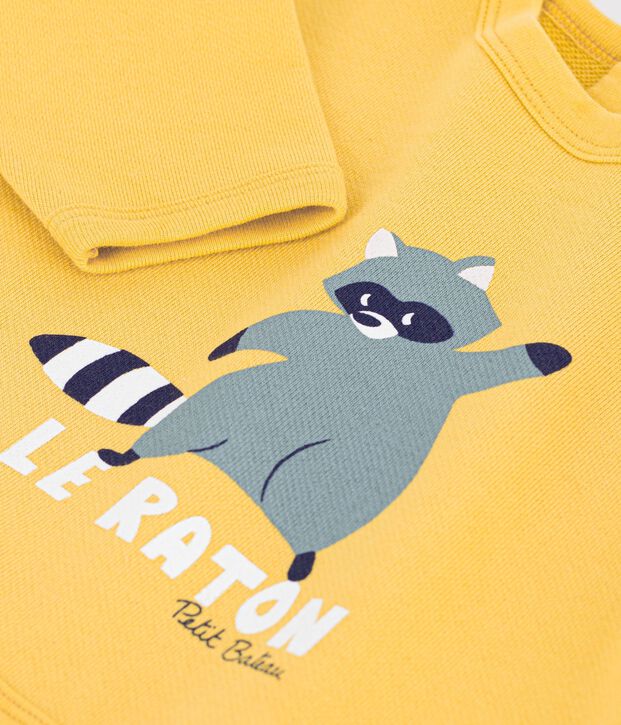 Sweatshirt b&eacute;b&eacute; en coton imprim&eacute; animalier jaune