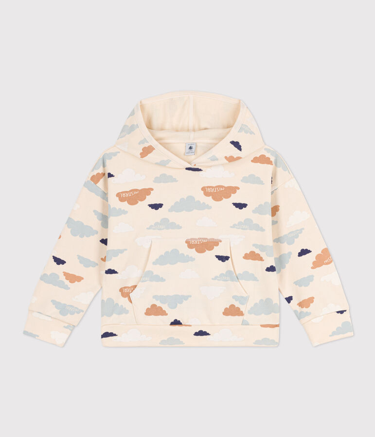 Sweatshirt &agrave; capuche en molleton enfant fille &eacute;cru/multicouleur