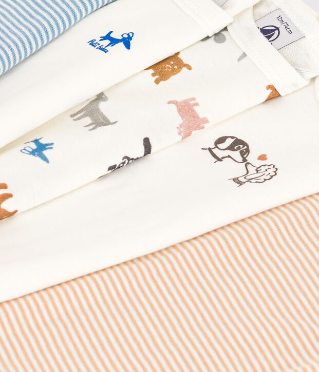 Lot de 5 bodies manches longues chiens b&eacute;b&eacute; en coton multicouleur