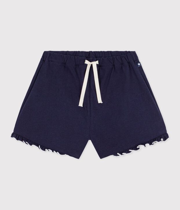 Short enfant en coton uni bleu marine