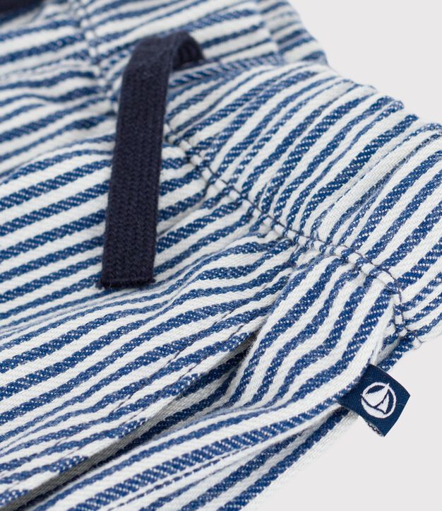 Pantalon enfant en coton &agrave; rayures bleu/blanc