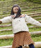 Cardigan jacquard laine et coton enfant fille beige MONTELIMAR/blanc MULTICO
