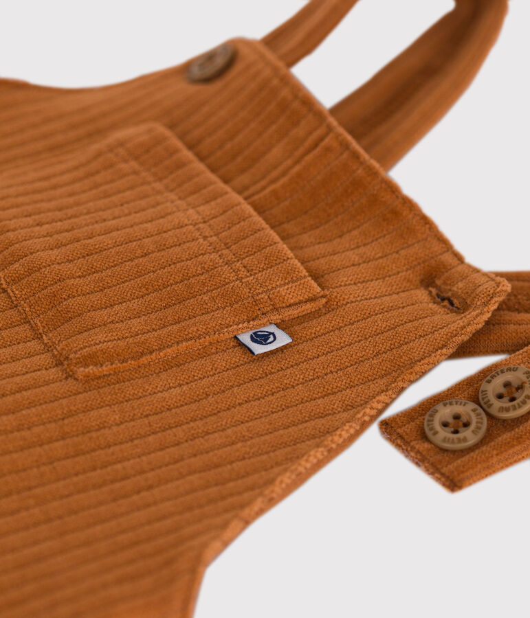 Salopette longue en velours b&eacute;b&eacute; marron