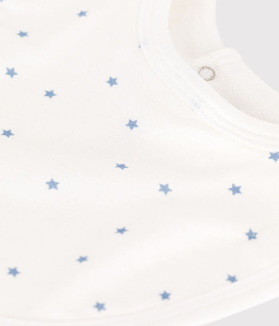 Bavoir naissance en coton imprimé bleu MARSHMALLOW/blanc GOMME