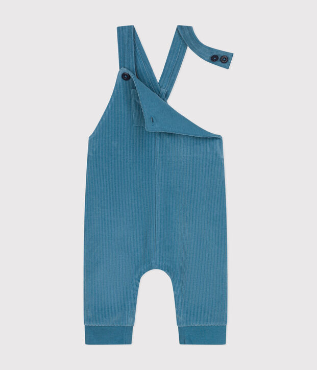 Salopette longue en velours b&eacute;b&eacute; bleu