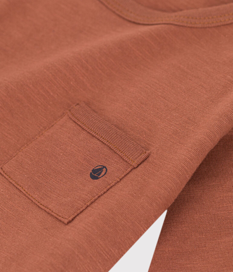 Tee-shirt manches longues b&eacute;b&eacute; en coton marron