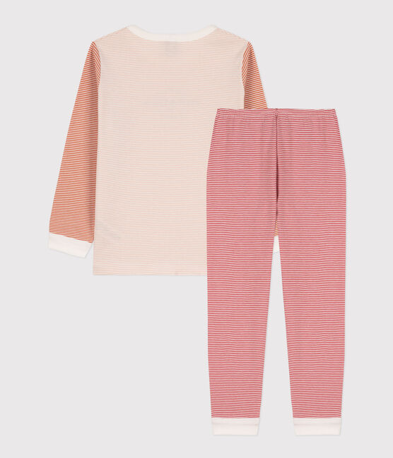 Pyjama milleraies tricolore en coton enfant rose SALINE/blanc MULTICO
