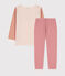 Pyjama milleraies tricolore en coton enfant rose SALINE/blanc MULTICO