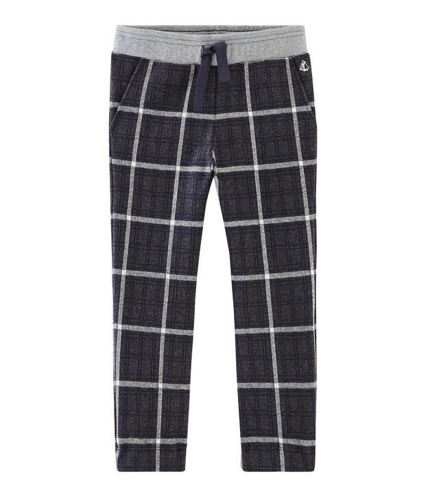 Mesh broek met ruitjes jongens grijs/blauw/wit