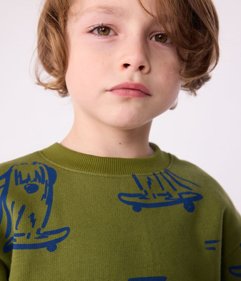 Katoenen sweatshirt met print voor kinderen groen/blauw
