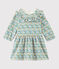 Jurk met lange mouwen babymeisje wit MARSHMALLOW/wit MULTICO