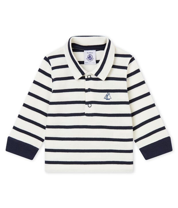 Marinegestreepte polo voor babyjongens wit/blauw