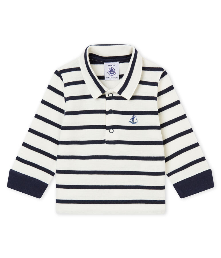 Polo rayure marini&egrave;re b&eacute;b&eacute; gar&ccedil;on blanc/bleu
