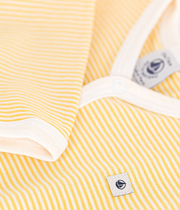 Pyjama  sans pieds b&eacute;b&eacute; en coton jaune/blanc