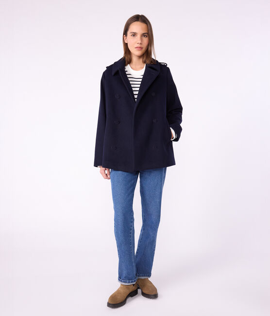 Caban femme en draps de laine bleu SMOKING
