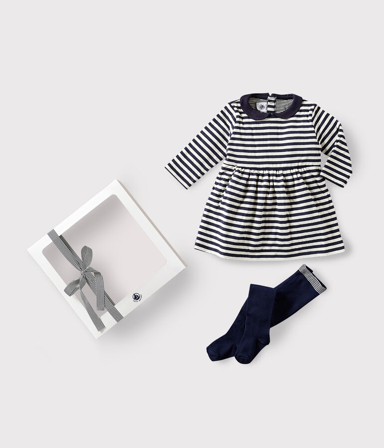 Geschenkset voor baby's met jurkje en kousenbroek multicouleur