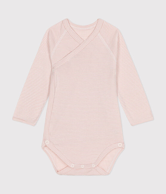 Body croisés manches longues en coton bébé SALINE/ MARSHMALLOW