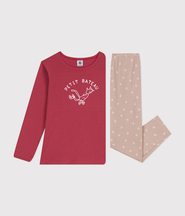 Pyjama  en coton manches longues rose/multicouleur