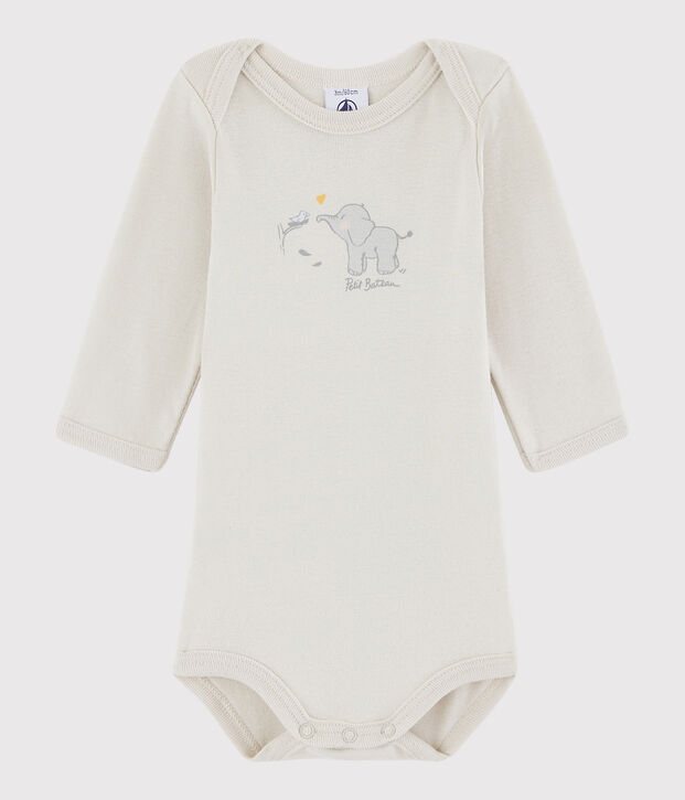 Rompertje met lange mouwen babymeisje - babyjongen beige