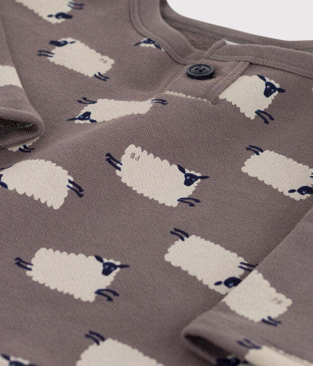 Sweatshirt b&eacute;b&eacute; imprim&eacute; moutons en molleton gris/multicouleur