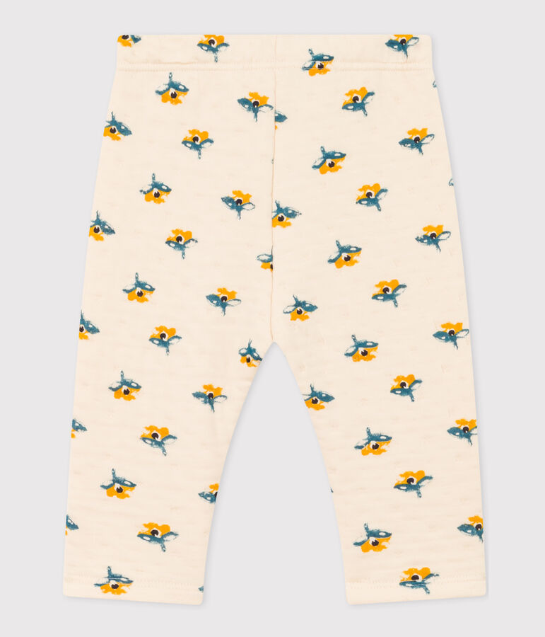 Broek in doorgestikt tubic voor baby's ecru/multicouleur