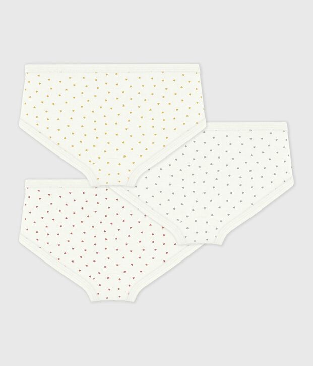 Set van 3 katoenen onderbroekjes met hoge taille en hartjesprint voor kinderen multicouleur