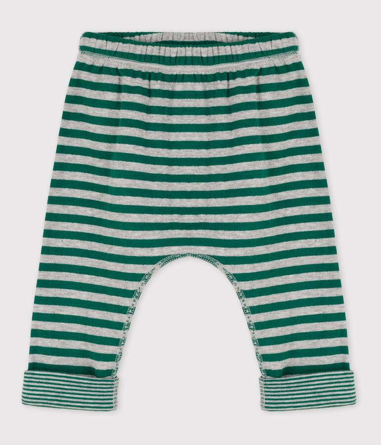 Gestreepte broek in tubic voor baby's groen/grijs