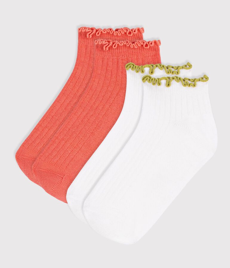 2 paires de chaussettes enfant fille en coton d&eacute;tail croquet variante 1