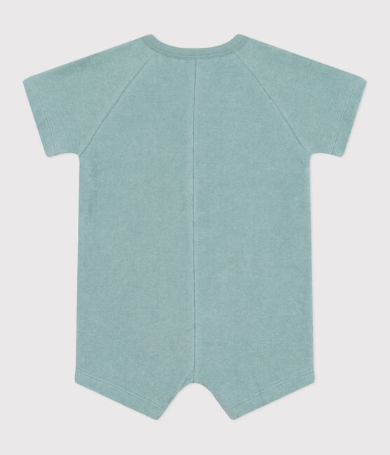 Combicourte bébé en coton éponge manches courtes unie et badge vert PAUL