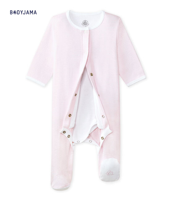 Unisex Bodyjama roze VIENNE/wit ECUME