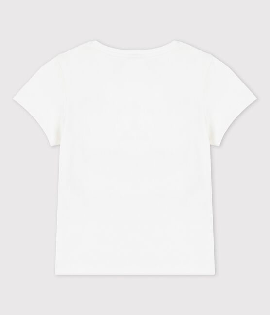 T-shirt met korte mouwen in katoen voor meisjes wit MARSHMALLOW