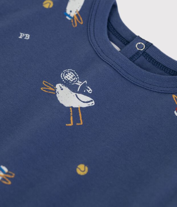 Tee-shirt b&eacute;b&eacute; en coton &agrave; manches courtes, imprim&eacute; mouettes bleu/multicouleur
