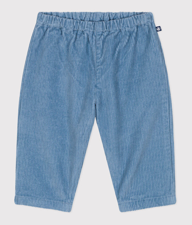 Effen fluwelen babybroekje blauw