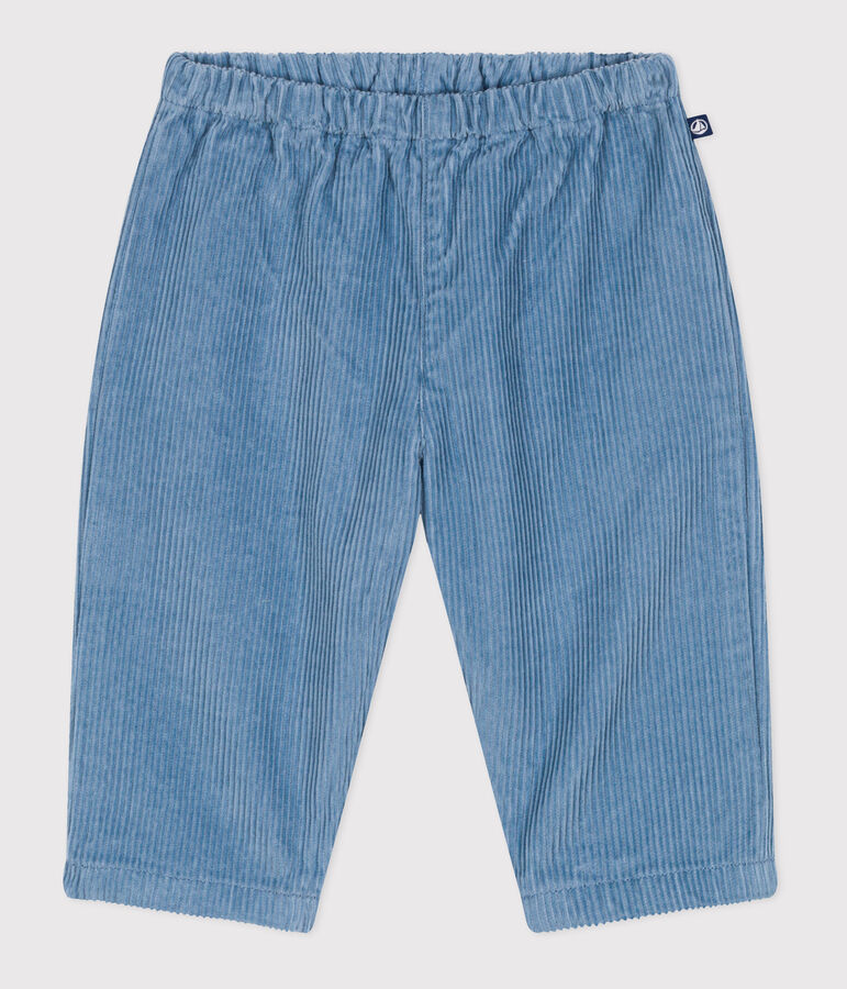 Effen fluwelen babybroekje blauw