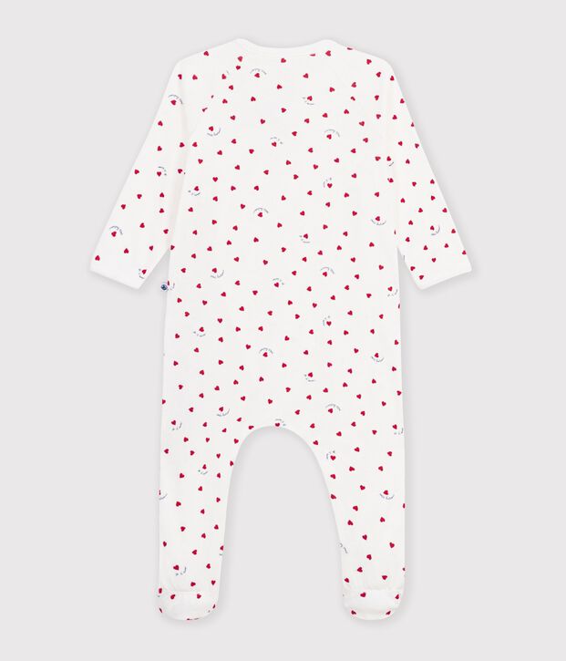 Pyjama b&eacute;b&eacute; en coton imprim&eacute; &agrave; petits c&oelig;urs blanc/multicouleur
