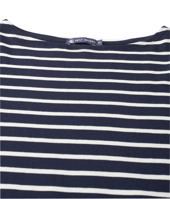 Gestreept uniseks T-shirt blauw SMOKING/beige COQUILLE