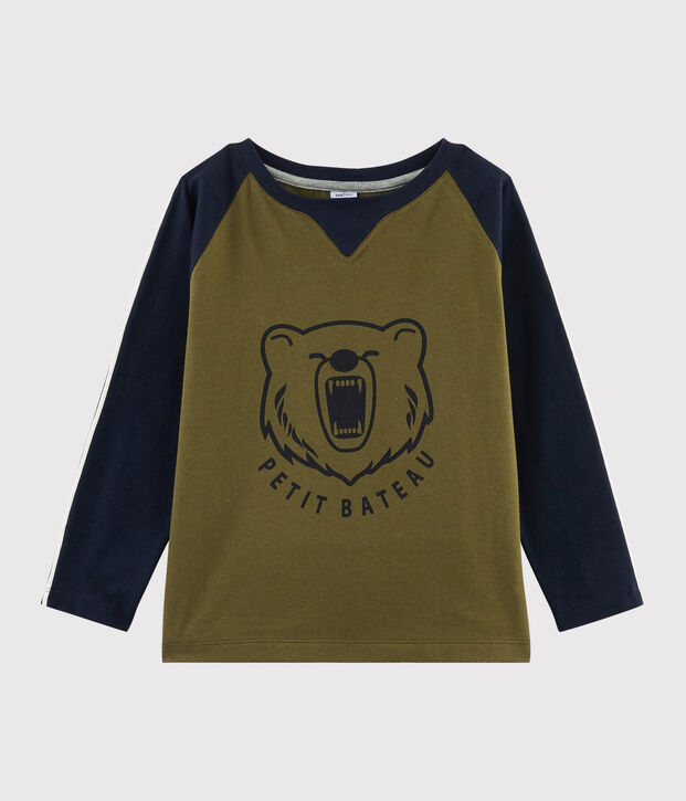 T-shirt met zeefdruk jongens kinderen groen/blauw