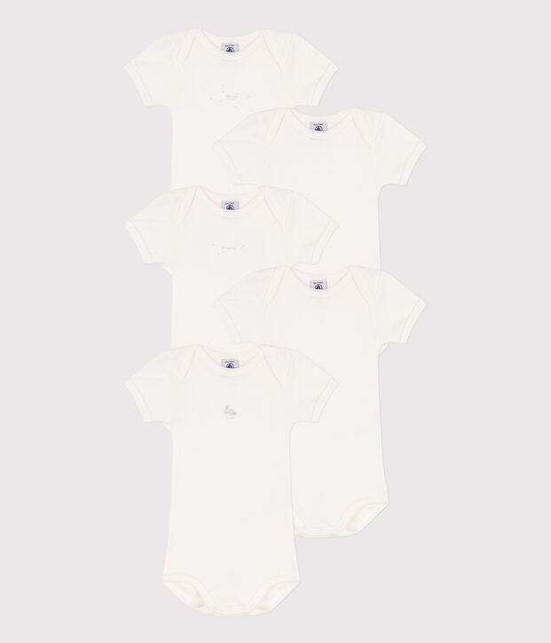 Lot de 5 bodies manches courtes lapins en coton multicouleur