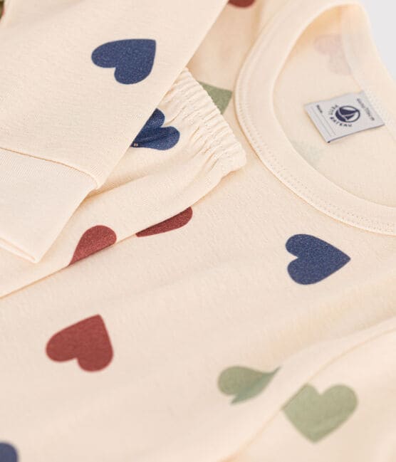 Pyjama ajusté cœur petite fille en coton A05WX01