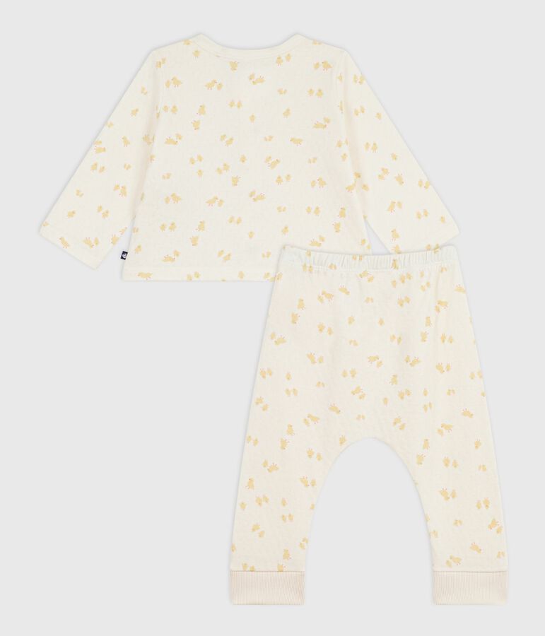 Ensemble 2 pi&egrave;ces b&eacute;b&eacute; en coton imprim&eacute; poussins &eacute;cru/multicouleur